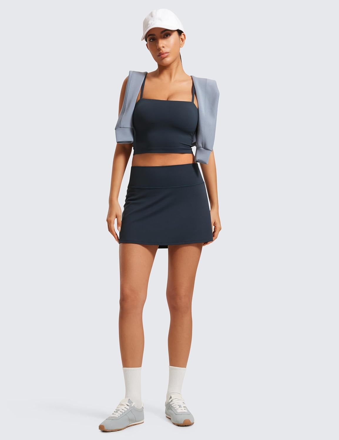 image:imageCRZ YOGA Butterluxe High Waisted Tennis Skirts for Women Mini Lined A Line Golf Casual Skort with Inner PocketsTrue Navy