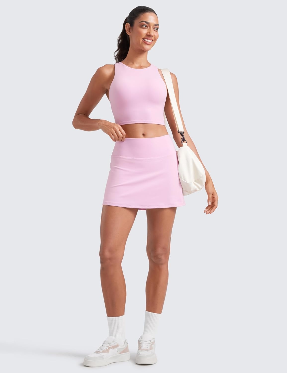 image:imageCRZ YOGA Butterluxe High Waisted Tennis Skirts for Women Mini Lined A Line Golf Casual Skort with Inner PocketsVita Pink
