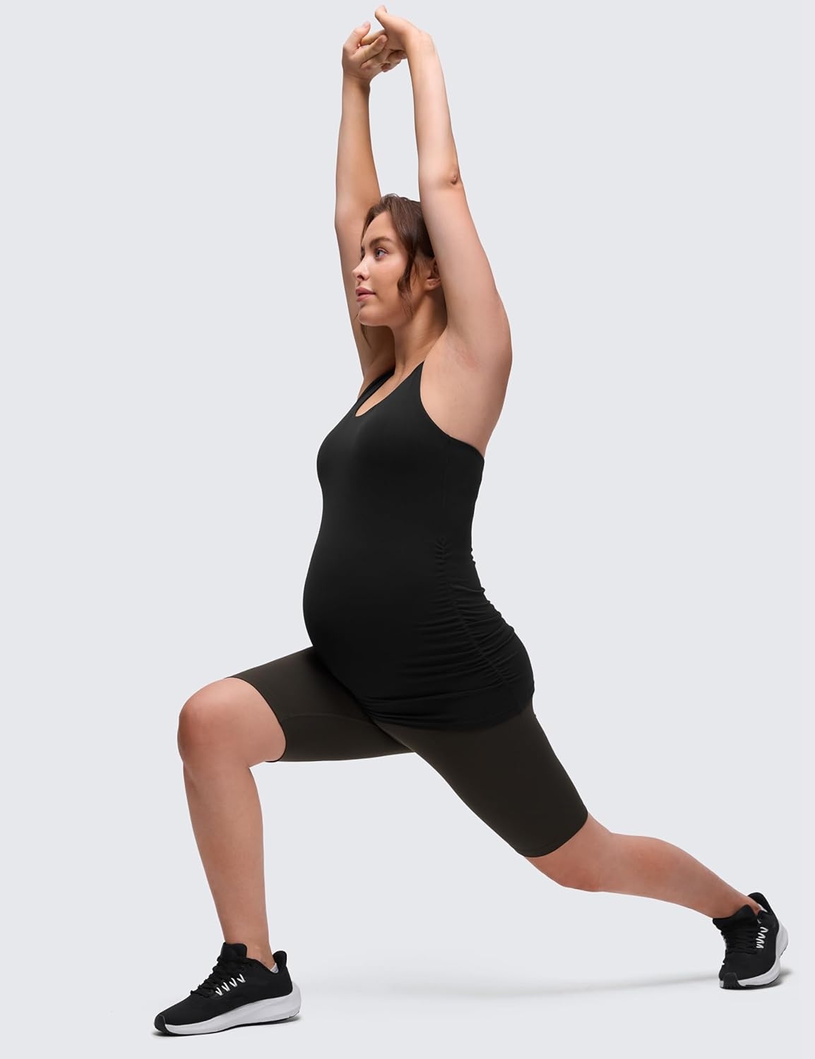 image:imageCRZ YOGA Butterluxe Maternity Racerback Tank Tops Ruched Sleeveless Womens Pregnancy Yoga Workout Shirt with Built in BraBlack