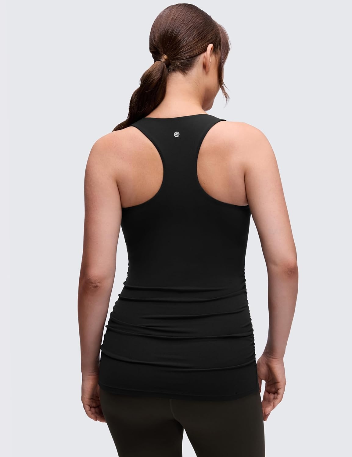 image:imageCRZ YOGA Butterluxe Maternity Racerback Tank Tops Ruched Sleeveless Womens Pregnancy Yoga Workout Shirt with Built in BraBlack