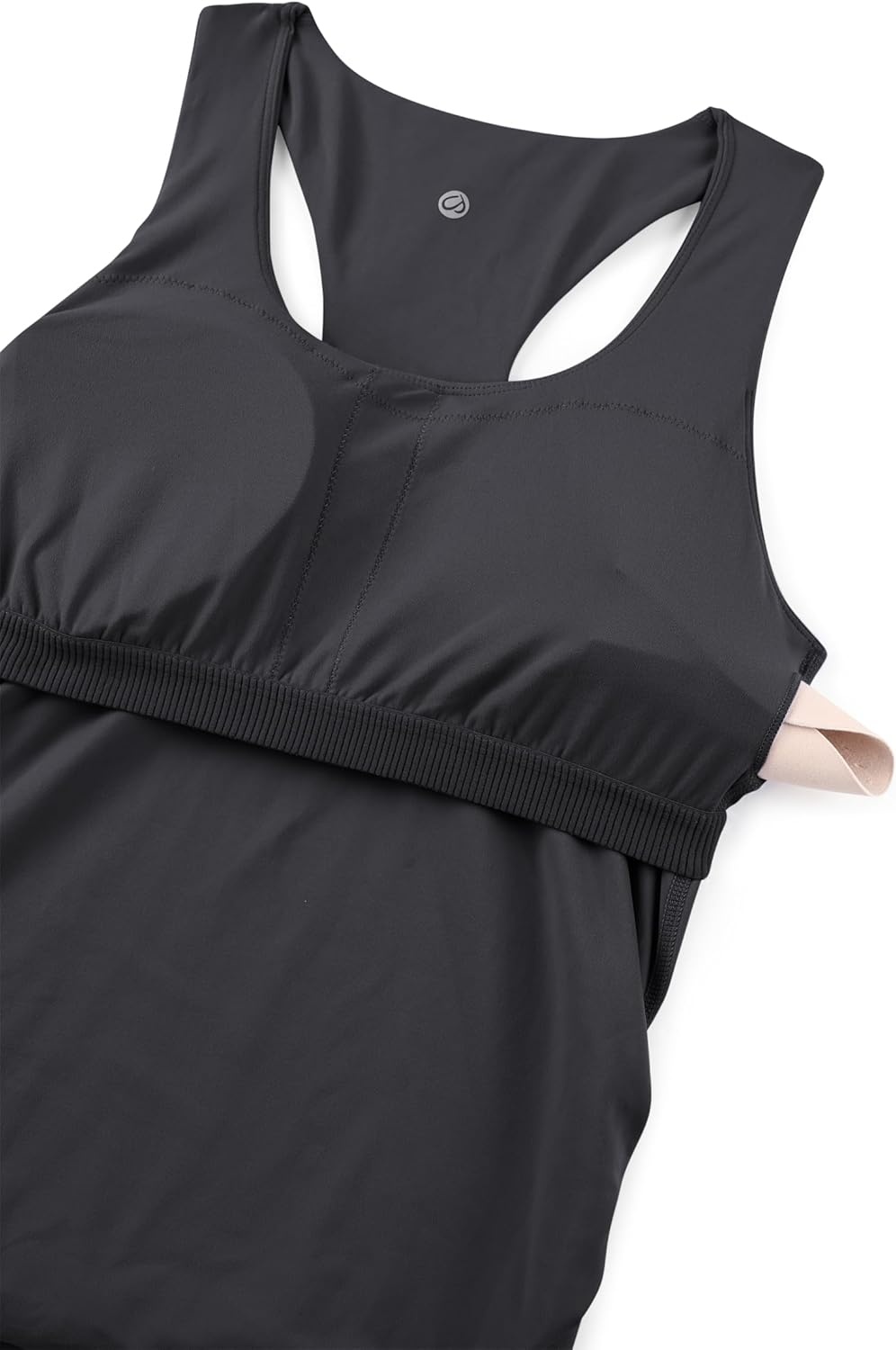 image:imageCRZ YOGA Butterluxe Maternity Racerback Tank Tops Ruched Sleeveless Womens Pregnancy Yoga Workout Shirt with Built in BraMysterious Grey
