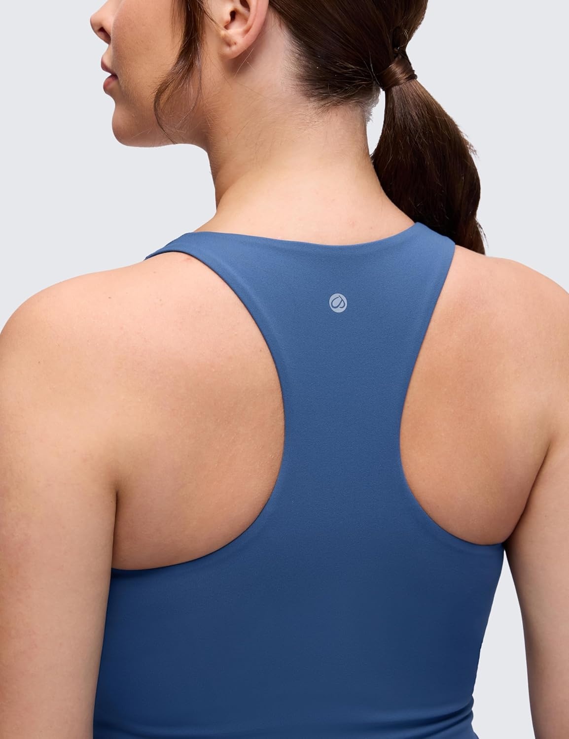 image:imageCRZ YOGA Butterluxe Maternity Racerback Tank Tops Ruched Sleeveless Womens Pregnancy Yoga Workout Shirt with Built in BraPitch Blue