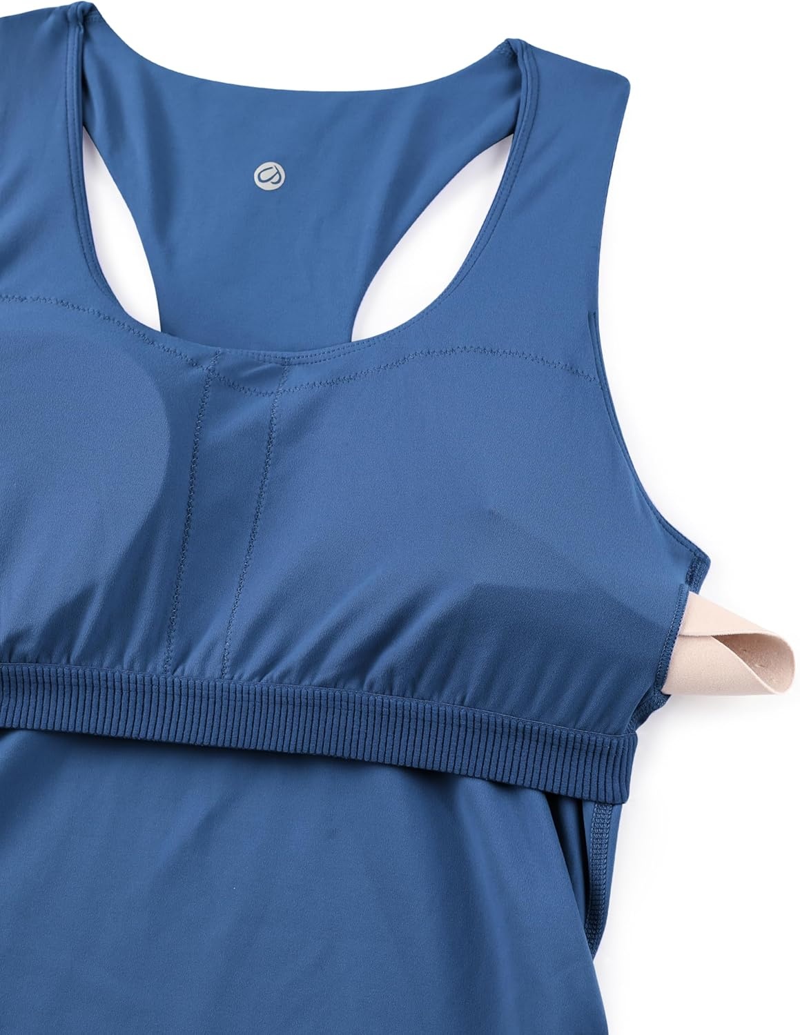 image:imageCRZ YOGA Butterluxe Maternity Racerback Tank Tops Ruched Sleeveless Womens Pregnancy Yoga Workout Shirt with Built in BraPitch Blue