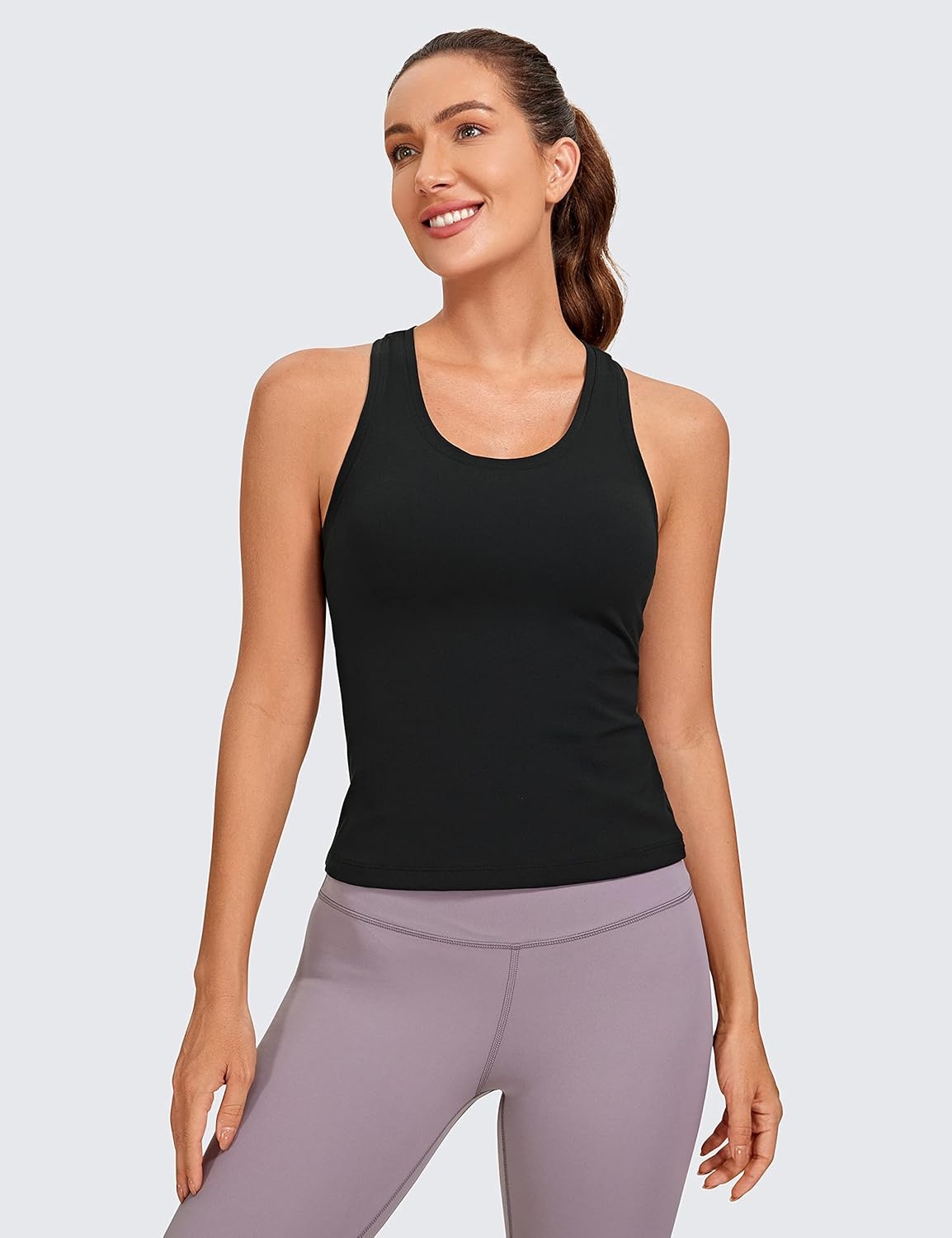 image:imageCRZ YOGA Butterluxe Racerback Tank Tops for Women Yoga Workout Casual Gym Athletic Camisole Tight Sleeveless ShirtsBlack