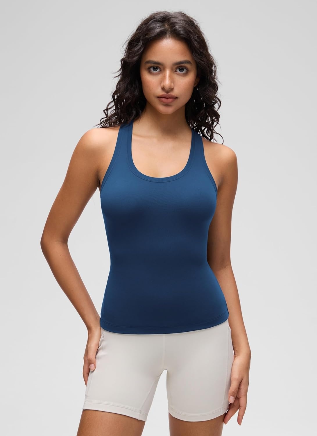 image:imageCRZ YOGA Butterluxe Racerback Tank Tops for Women Yoga Workout Casual Gym Athletic Camisole Tight Sleeveless ShirtsFrench Navy
