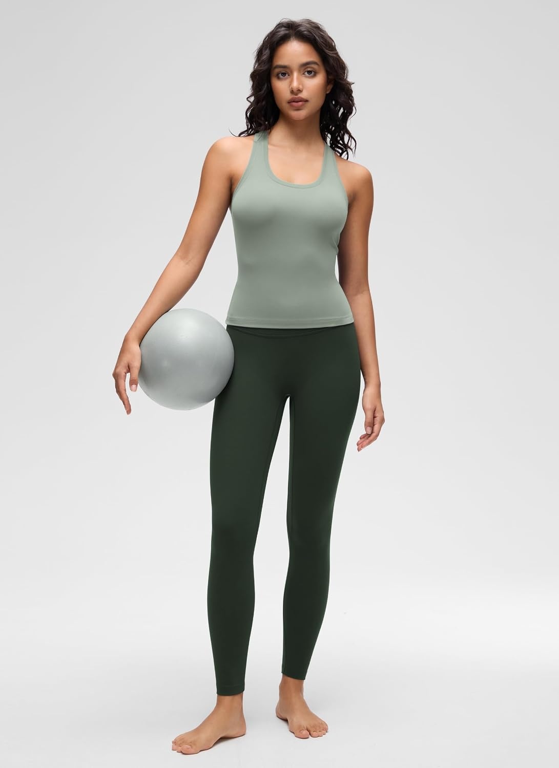 image:imageCRZ YOGA Butterluxe Racerback Tank Tops for Women Yoga Workout Casual Gym Athletic Camisole Tight Sleeveless ShirtsGreen Palm Court