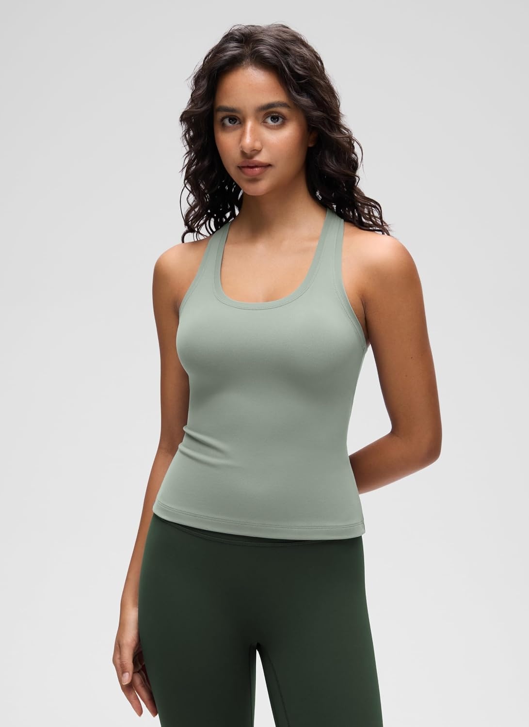 image:imageCRZ YOGA Butterluxe Racerback Tank Tops for Women Yoga Workout Casual Gym Athletic Camisole Tight Sleeveless ShirtsGreen Palm Court