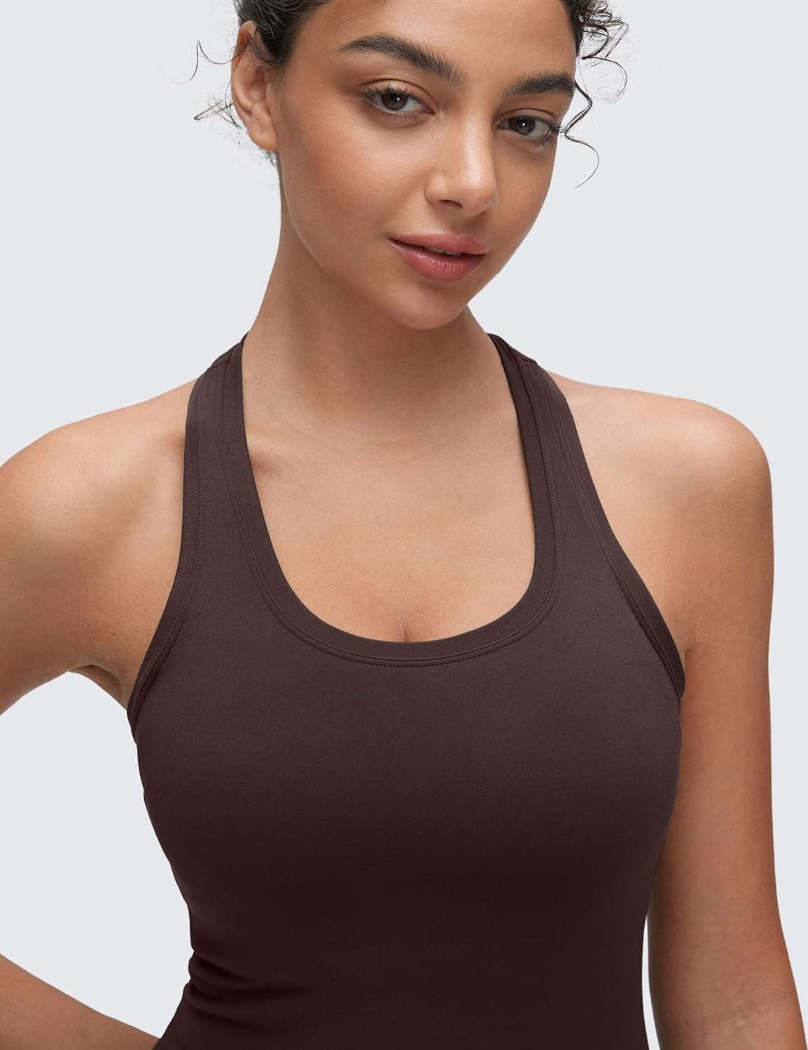 image:imageCRZ YOGA Butterluxe Racerback Tank Tops for Women Yoga Workout Casual Gym Athletic Camisole Tight Sleeveless ShirtsHot Fudge Brown