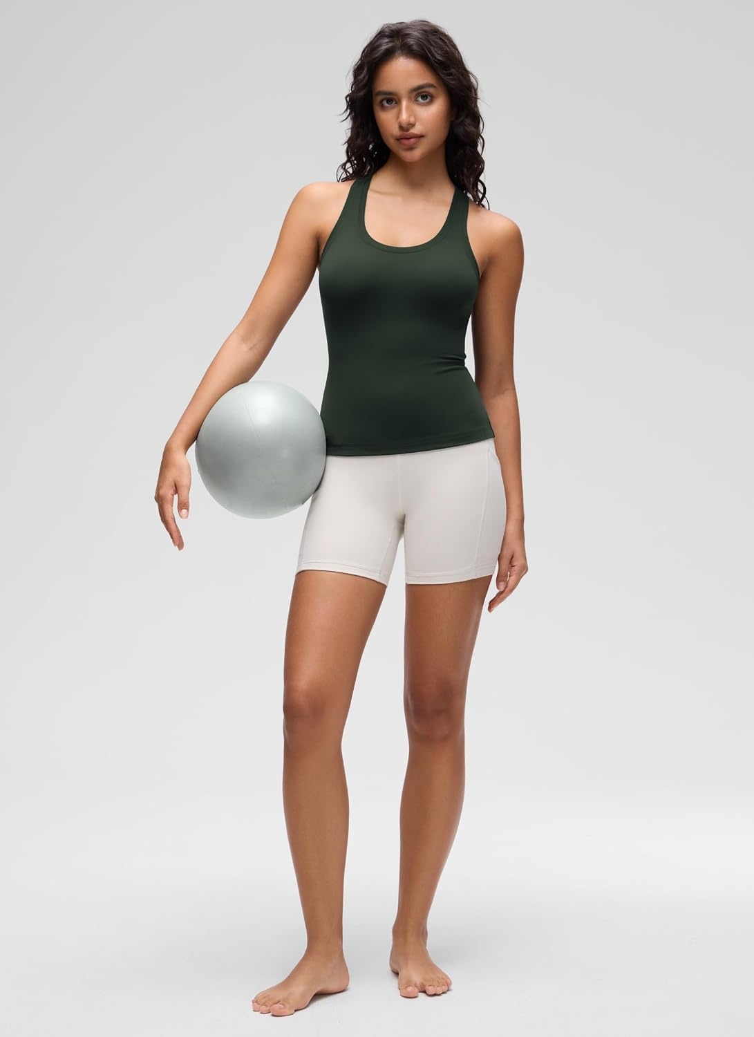 image:imageCRZ YOGA Butterluxe Racerback Tank Tops for Women Yoga Workout Casual Gym Athletic Camisole Tight Sleeveless ShirtsLegend Green