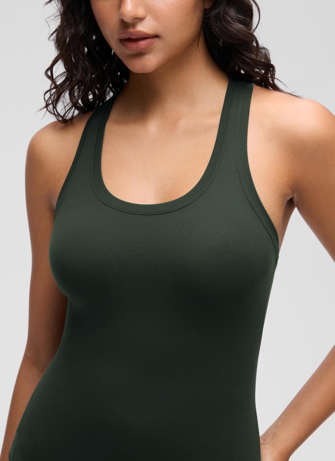 image:imageCRZ YOGA Butterluxe Racerback Tank Tops for Women Yoga Workout Casual Gym Athletic Camisole Tight Sleeveless ShirtsLegend Green