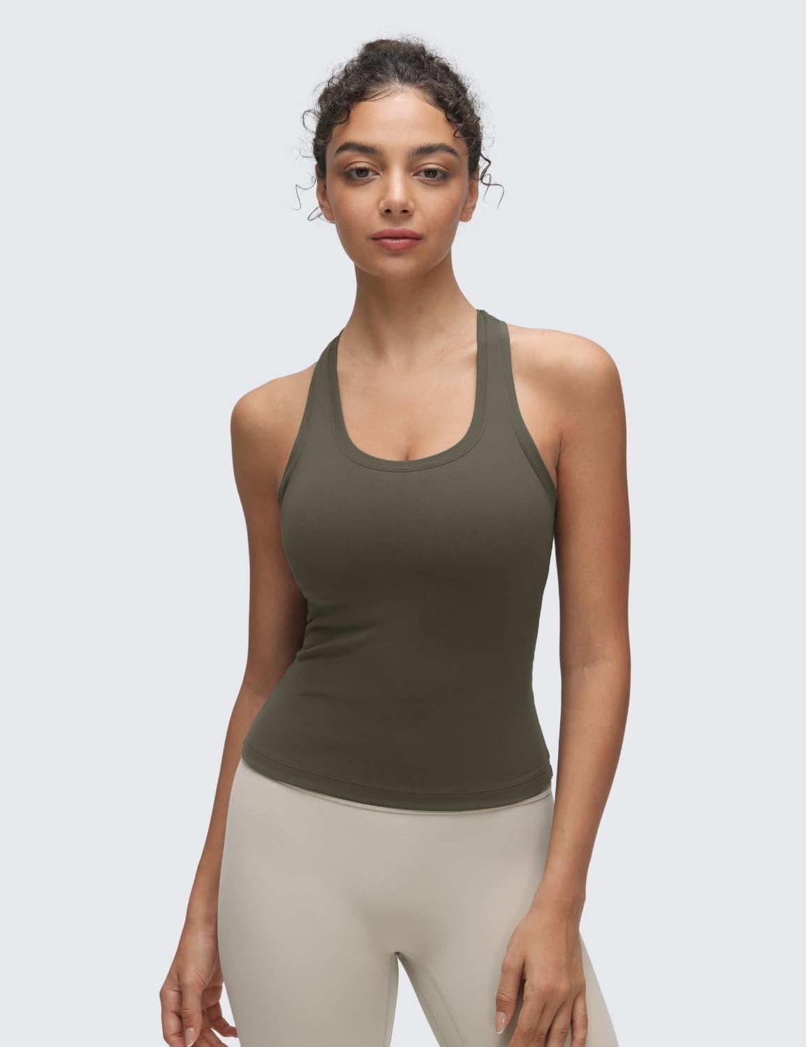 image:imageCRZ YOGA Butterluxe Racerback Tank Tops for Women Yoga Workout Casual Gym Athletic Camisole Tight Sleeveless ShirtsLight Army Green