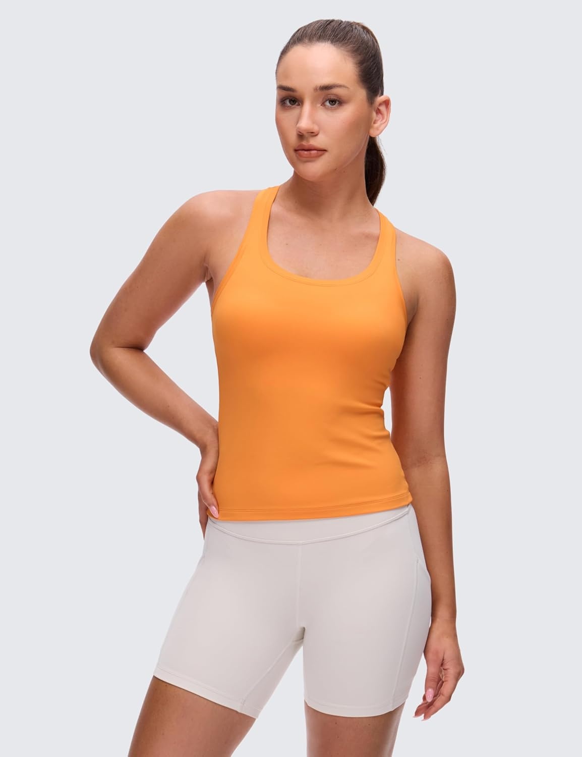 image:imageCRZ YOGA Butterluxe Racerback Tank Tops for Women Yoga Workout Casual Gym Athletic Camisole Tight Sleeveless ShirtsTiger Orange