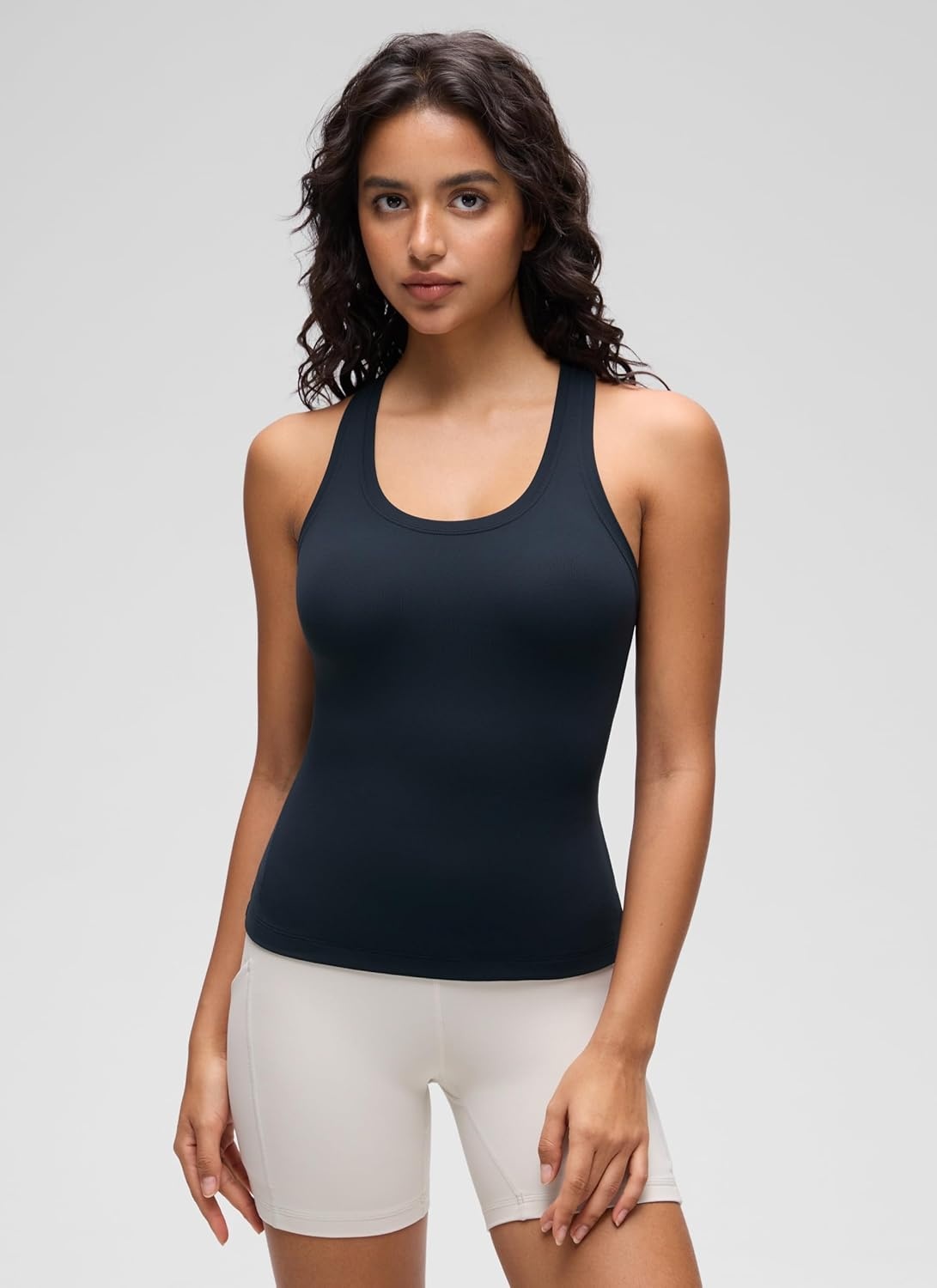 image:imageCRZ YOGA Butterluxe Racerback Tank Tops for Women Yoga Workout Casual Gym Athletic Camisole Tight Sleeveless ShirtsTrue Navy