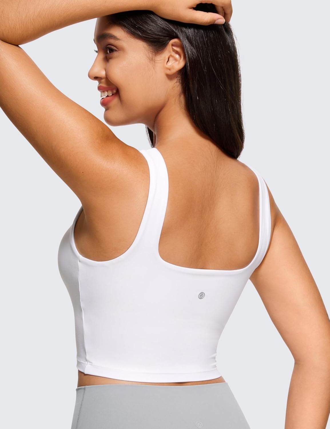 image:imageCRZ YOGA Butterluxe Square Neck Crop Tank Tops for Women Workout Longline Sports Bras Padded Yoga CamisoleWhite