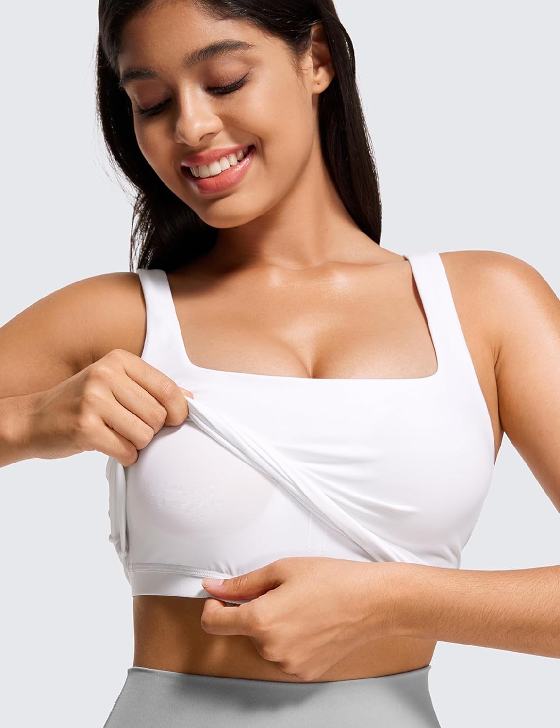 image:imageCRZ YOGA Butterluxe Square Neck Crop Tank Tops for Women Workout Longline Sports Bras Padded Yoga CamisoleWhite