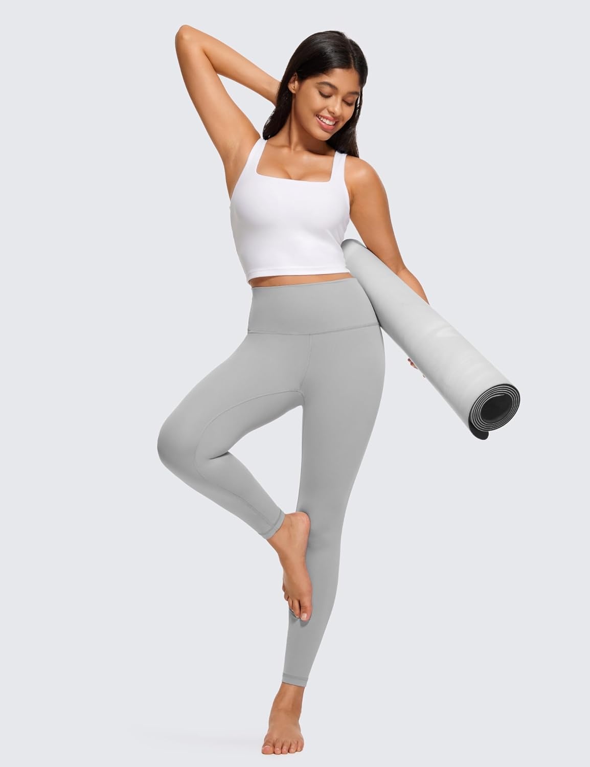 image:imageCRZ YOGA Butterluxe Square Neck Crop Tank Tops for Women Workout Longline Sports Bras Padded Yoga CamisoleWhite