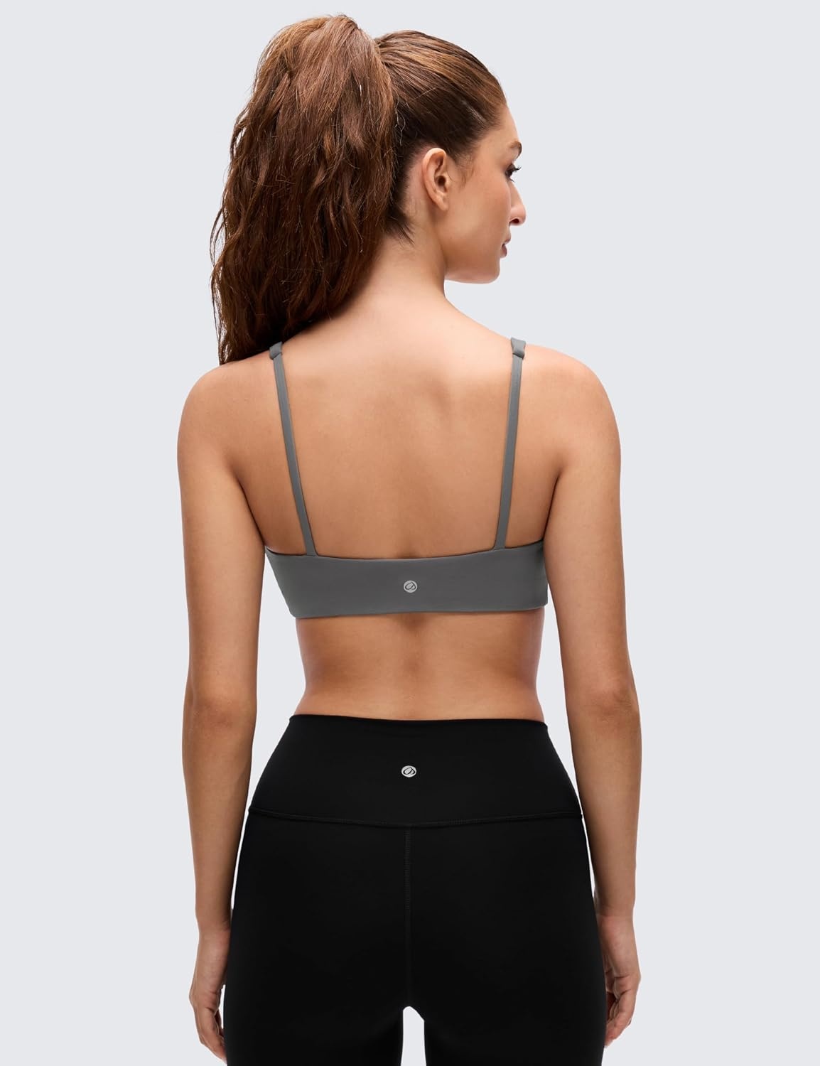 image:imageCRZ YOGA Butterluxe Square Neck Spaghetti Strap Sports Bras for Women Low Coverage Yoga Wireless Padded Cami Crop TopAsh Grey