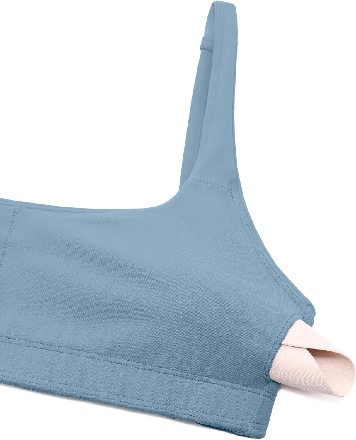 image:imageCRZ YOGA Butterluxe Square Neck Spaghetti Strap Sports Bras for Women Low Coverage Yoga Wireless Padded Cami Crop TopCambric Blue