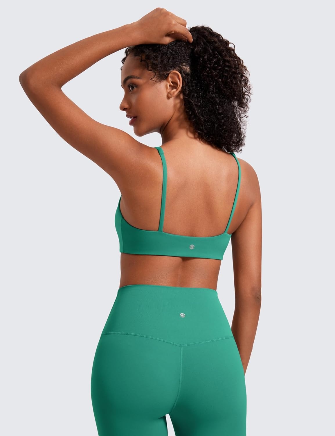 image:imageCRZ YOGA Butterluxe Square Neck Spaghetti Strap Sports Bras for Women Low Coverage Yoga Wireless Padded Cami Crop TopCascadia Green