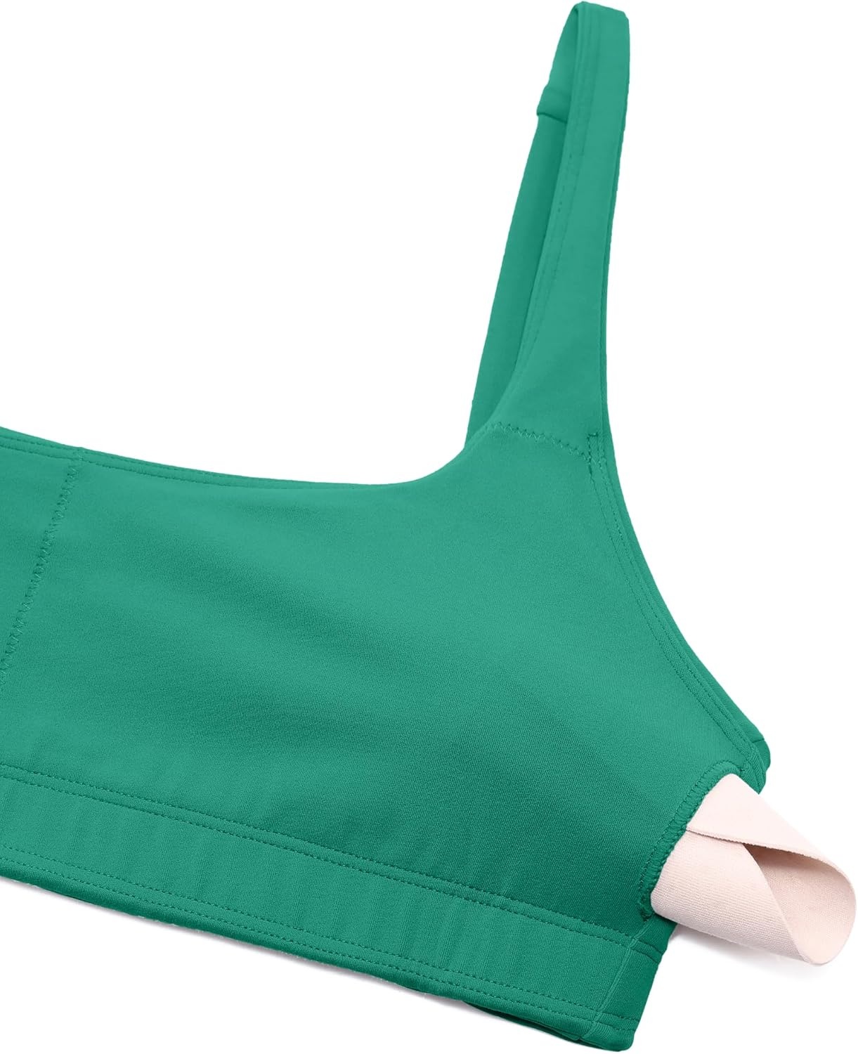 image:imageCRZ YOGA Butterluxe Square Neck Spaghetti Strap Sports Bras for Women Low Coverage Yoga Wireless Padded Cami Crop TopCascadia Green