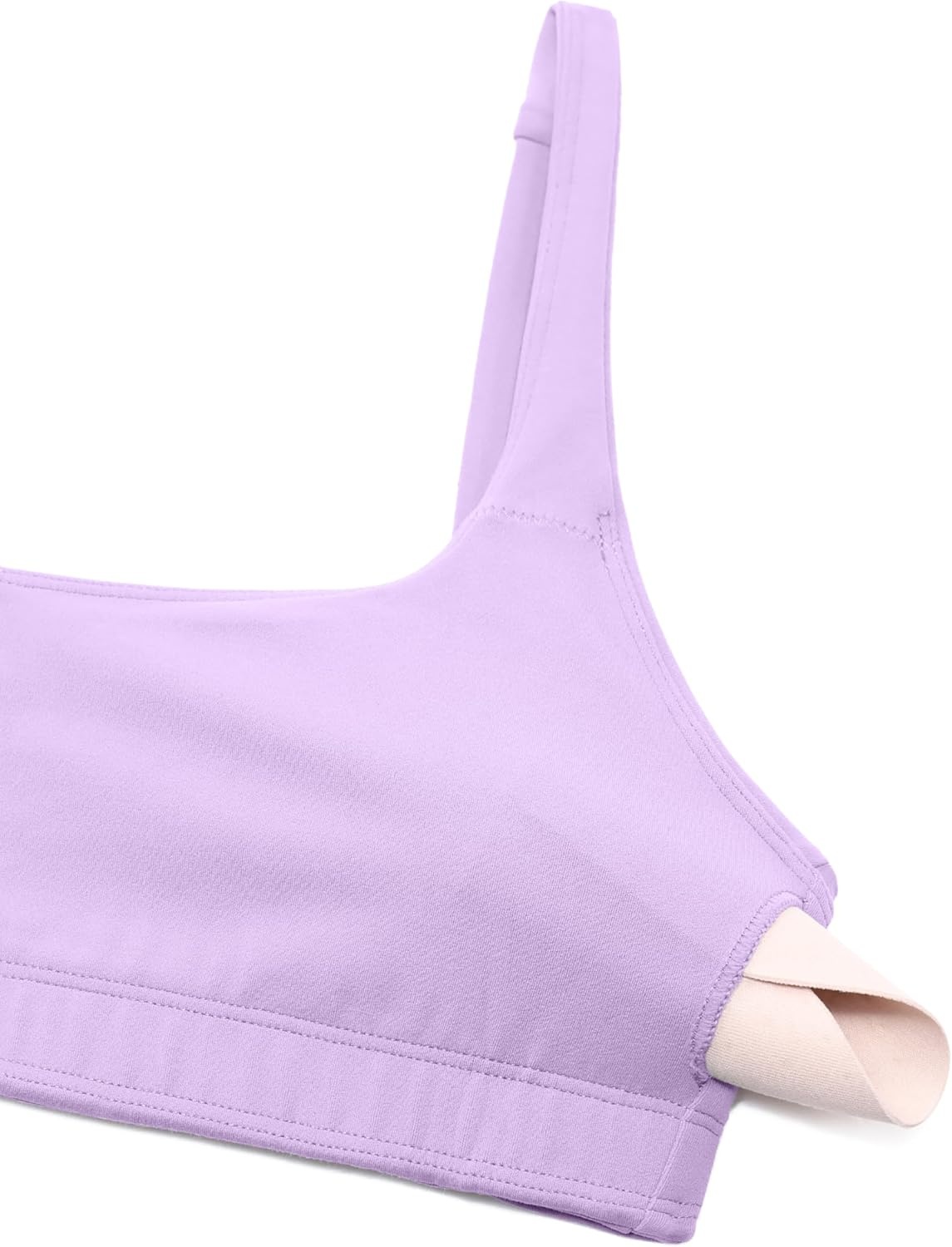 image:imageCRZ YOGA Butterluxe Square Neck Spaghetti Strap Sports Bras for Women Low Coverage Yoga Wireless Padded Cami Crop TopElfin Purple