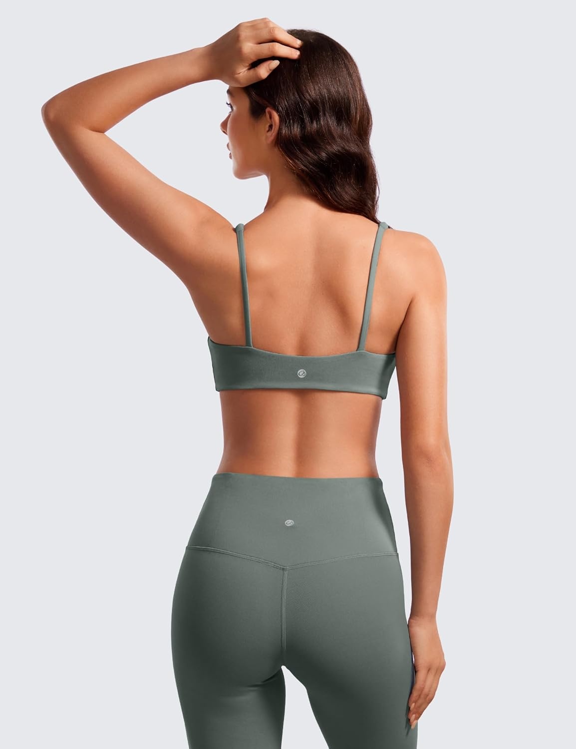 image:imageCRZ YOGA Butterluxe Square Neck Spaghetti Strap Sports Bras for Women Low Coverage Yoga Wireless Padded Cami Crop TopGrey Sage