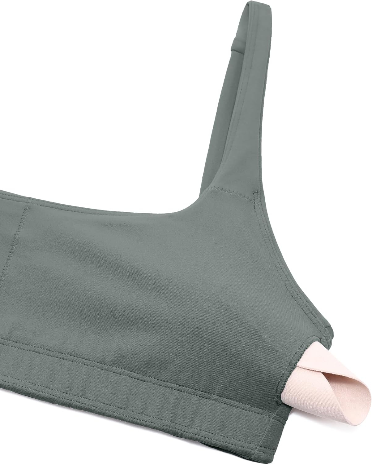 image:imageCRZ YOGA Butterluxe Square Neck Spaghetti Strap Sports Bras for Women Low Coverage Yoga Wireless Padded Cami Crop TopGrey Sage