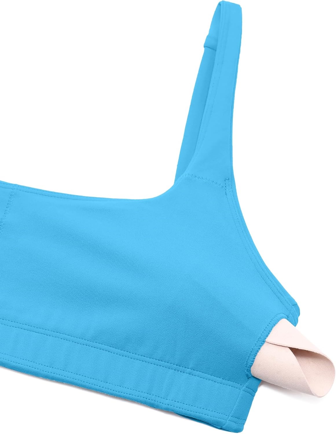 image:imageCRZ YOGA Butterluxe Square Neck Spaghetti Strap Sports Bras for Women Low Coverage Yoga Wireless Padded Cami Crop TopKayak Blue