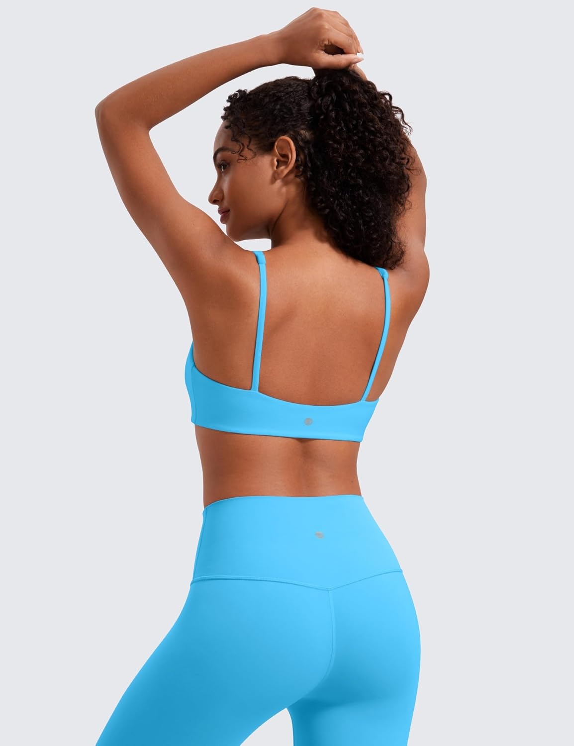 image:imageCRZ YOGA Butterluxe Square Neck Spaghetti Strap Sports Bras for Women Low Coverage Yoga Wireless Padded Cami Crop TopKayak Blue