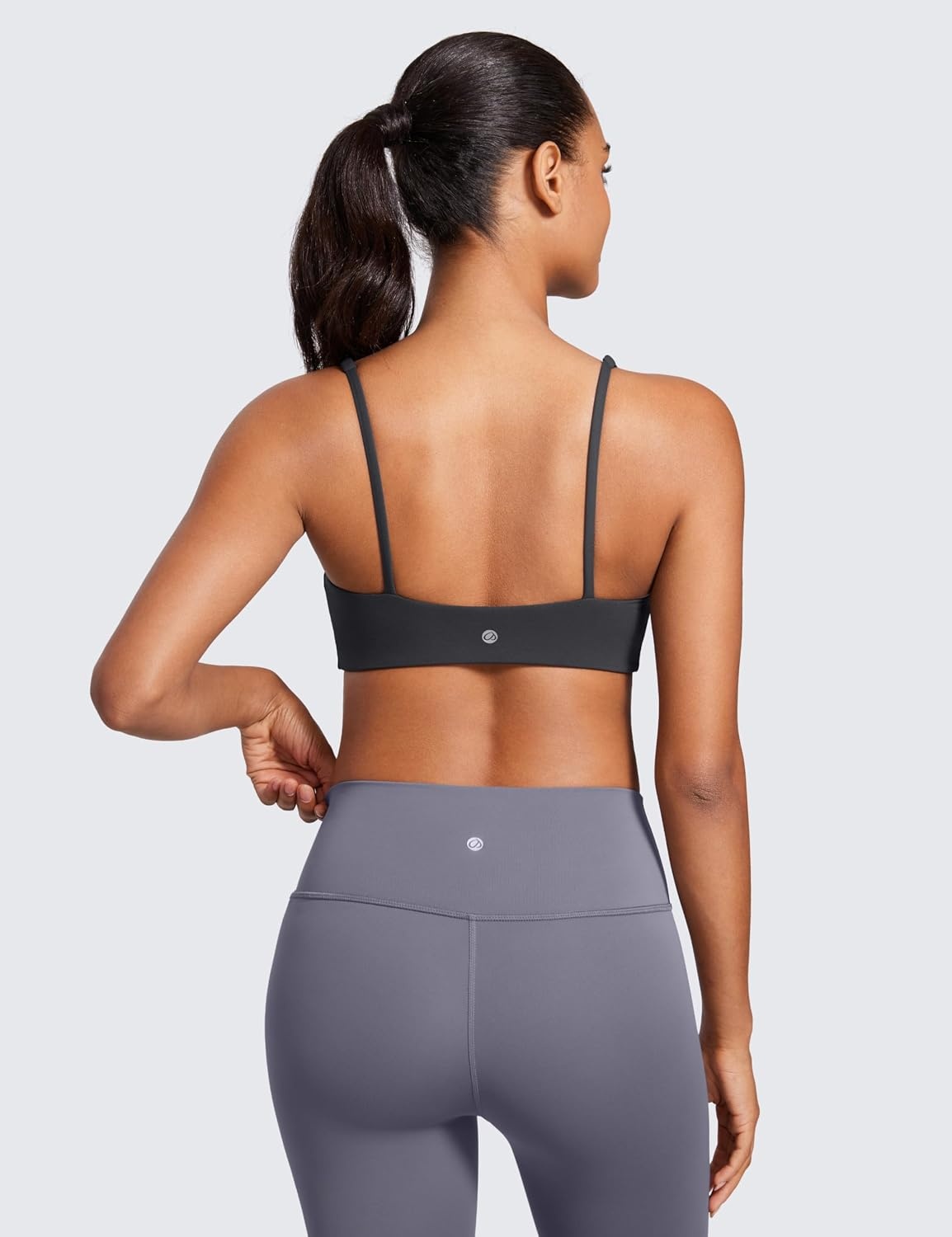 image:imageCRZ YOGA Butterluxe Square Neck Spaghetti Strap Sports Bras for Women Low Coverage Yoga Wireless Padded Cami Crop TopMysterious Grey