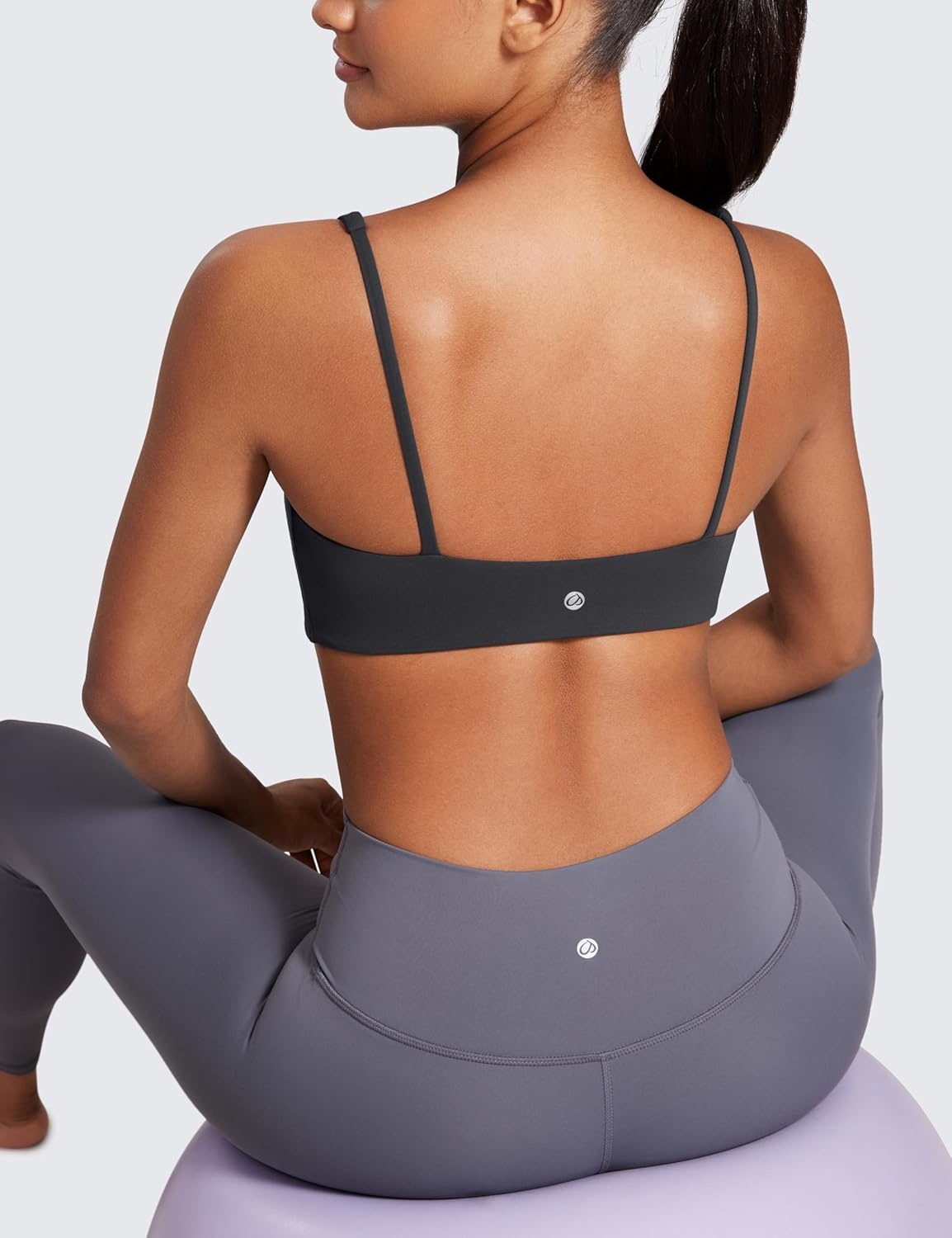 image:imageCRZ YOGA Butterluxe Square Neck Spaghetti Strap Sports Bras for Women Low Coverage Yoga Wireless Padded Cami Crop TopMysterious Grey