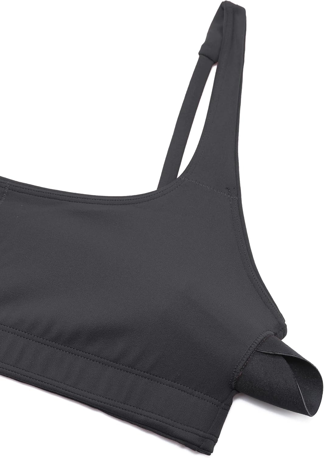 image:imageCRZ YOGA Butterluxe Square Neck Spaghetti Strap Sports Bras for Women Low Coverage Yoga Wireless Padded Cami Crop TopMysterious Grey