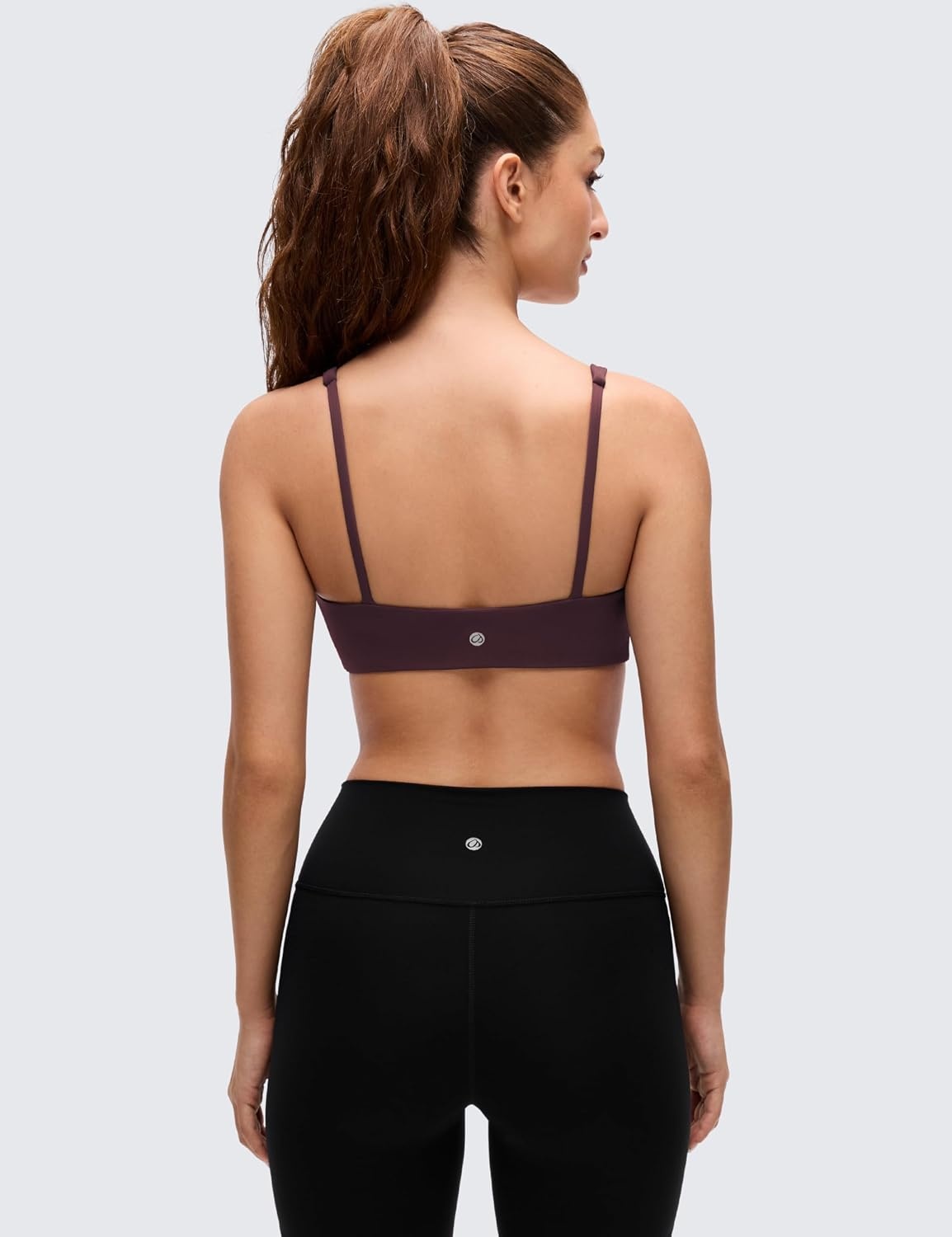 image:imageCRZ YOGA Butterluxe Square Neck Spaghetti Strap Sports Bras for Women Low Coverage Yoga Wireless Padded Cami Crop TopRipe Plum