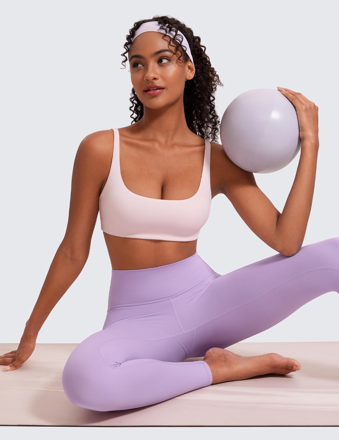 image:imageCRZ YOGA Butterluxe Square Neck Spaghetti Strap Sports Bras for Women Low Coverage Yoga Wireless Padded Cami Crop TopStrawberry Pink
