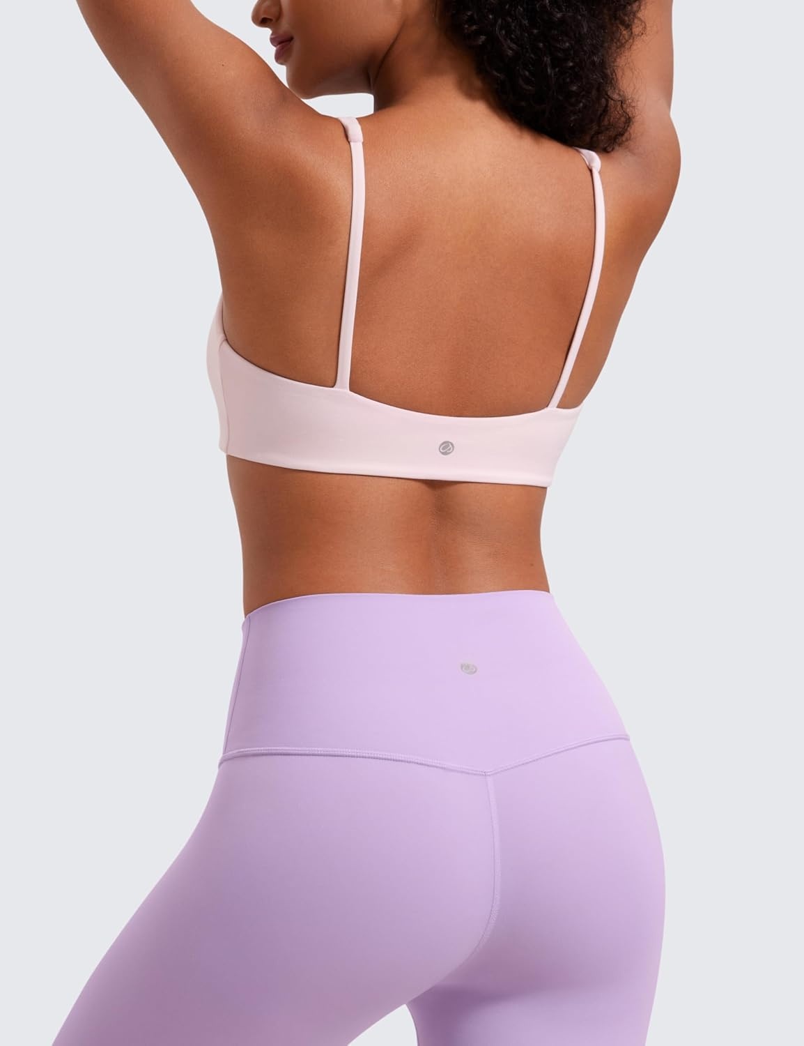 image:imageCRZ YOGA Butterluxe Square Neck Spaghetti Strap Sports Bras for Women Low Coverage Yoga Wireless Padded Cami Crop TopStrawberry Pink