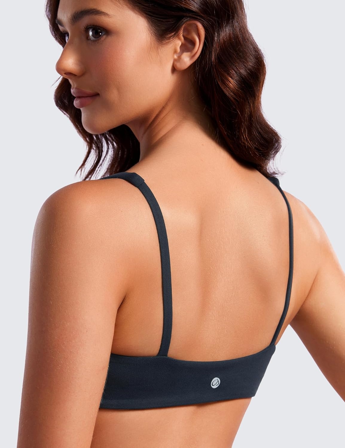 image:imageCRZ YOGA Butterluxe Square Neck Spaghetti Strap Sports Bras for Women Low Coverage Yoga Wireless Padded Cami Crop TopTrue Navy