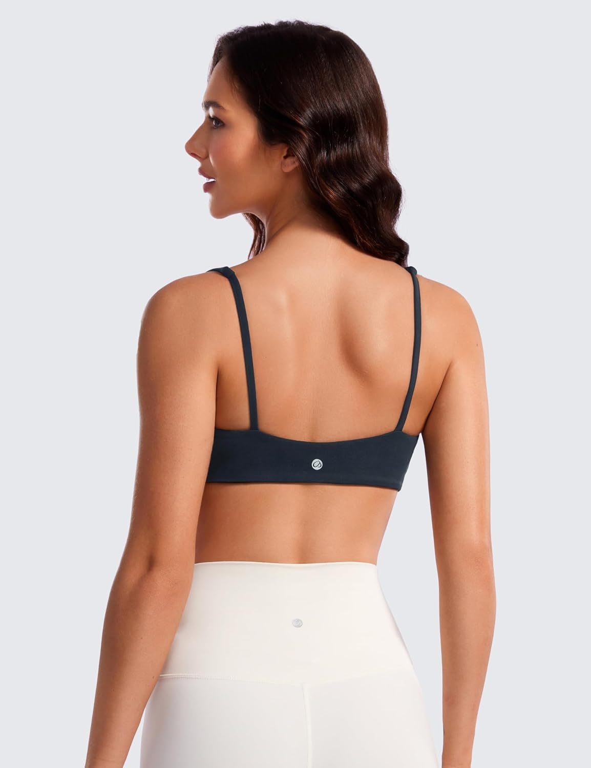 image:imageCRZ YOGA Butterluxe Square Neck Spaghetti Strap Sports Bras for Women Low Coverage Yoga Wireless Padded Cami Crop TopTrue Navy