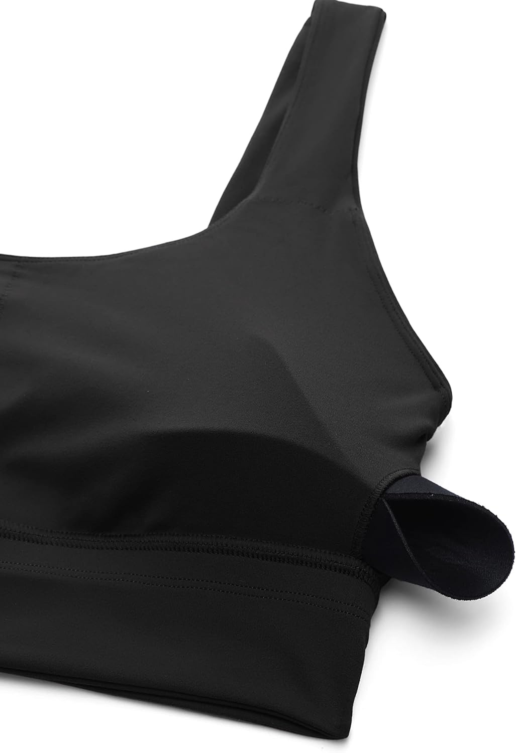 image:imageCRZ YOGA Butterluxe U Back Longline Sports Bras for Women Scoop Neck Padded Yoga Workout Crop Top with Built in PadsBlack