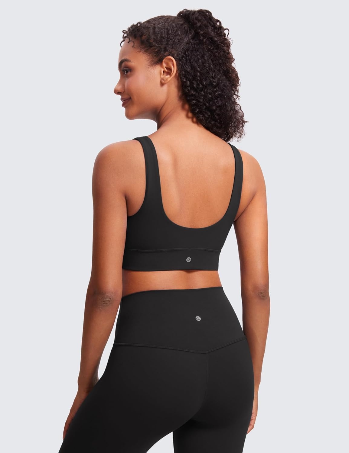 image:imageCRZ YOGA Butterluxe U Back Longline Sports Bras for Women Scoop Neck Padded Yoga Workout Crop Top with Built in PadsBlack