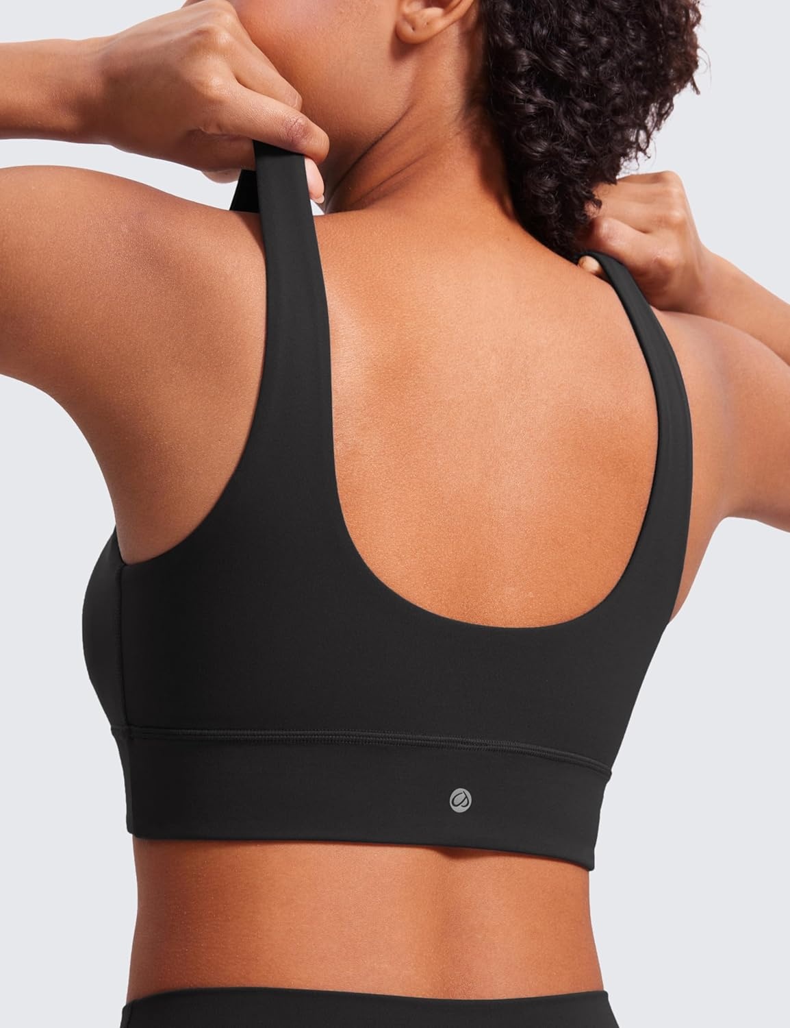 image:imageCRZ YOGA Butterluxe U Back Longline Sports Bras for Women Scoop Neck Padded Yoga Workout Crop Top with Built in PadsBlack