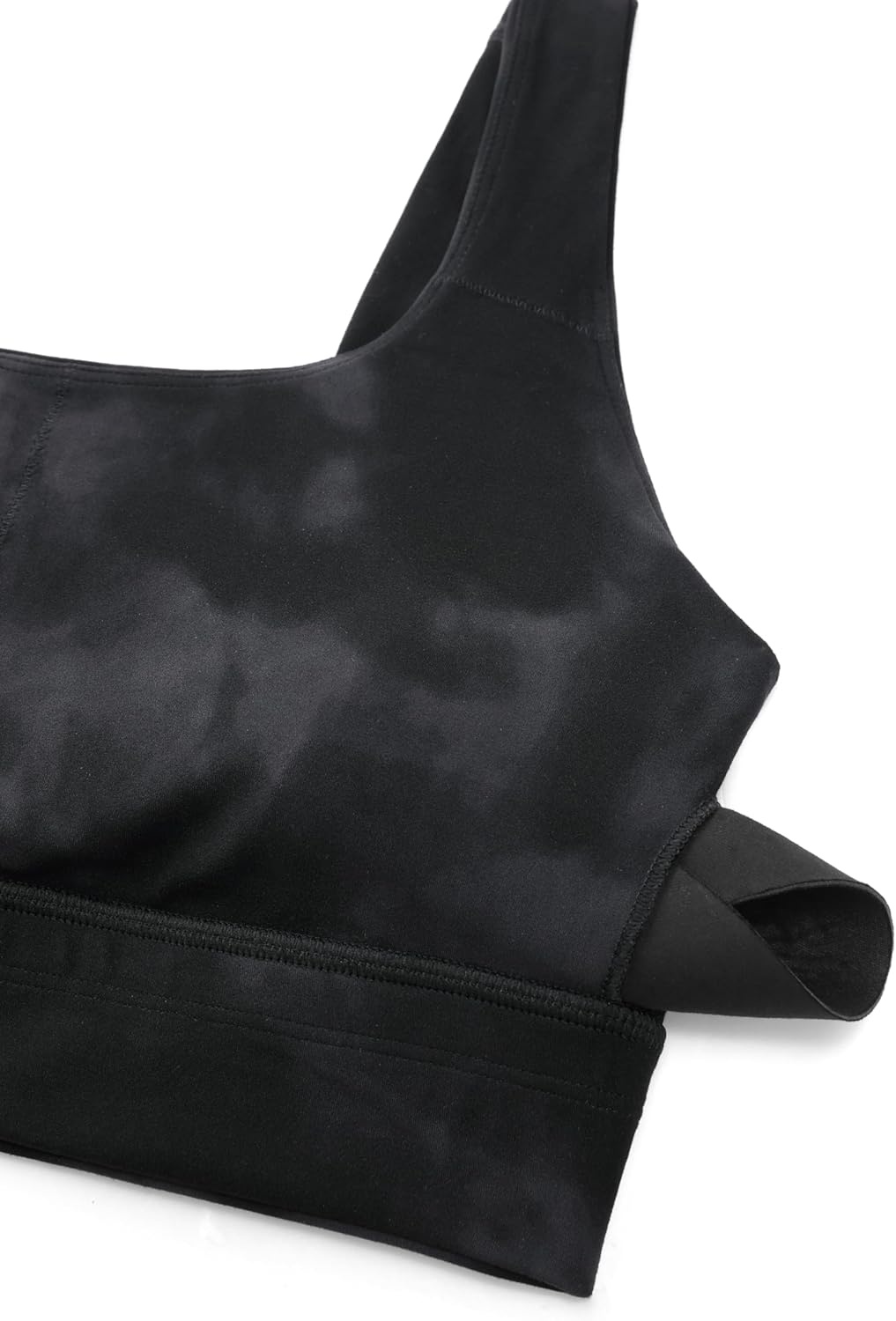 image:imageCRZ YOGA Butterluxe U Back Longline Sports Bras for Women Scoop Neck Padded Yoga Workout Crop Top with Built in PadsBlack Tie Dye Flowers