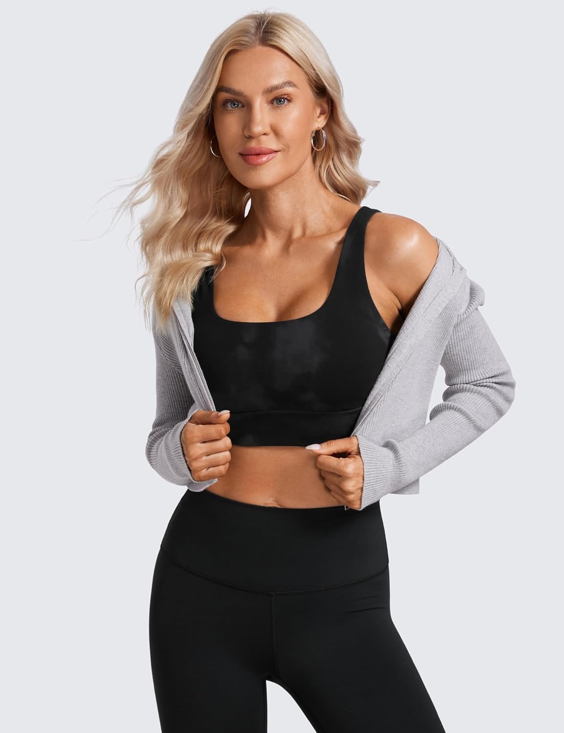 image:imageCRZ YOGA Butterluxe U Back Longline Sports Bras for Women Scoop Neck Padded Yoga Workout Crop Top with Built in PadsBlack Tie Dye Flowers
