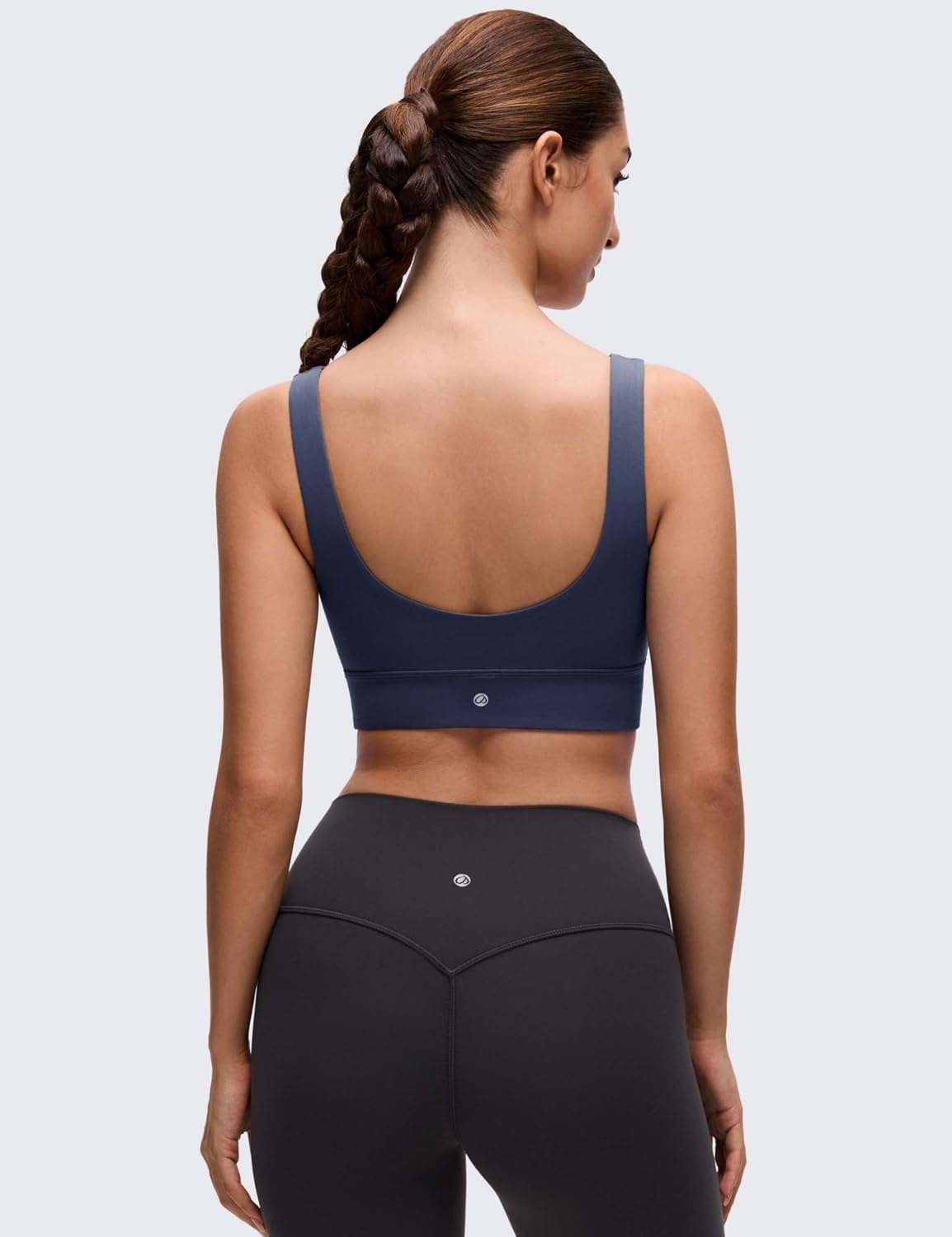 image:imageCRZ YOGA Butterluxe U Back Longline Sports Bras for Women Scoop Neck Padded Yoga Workout Crop Top with Built in PadsClub Blue