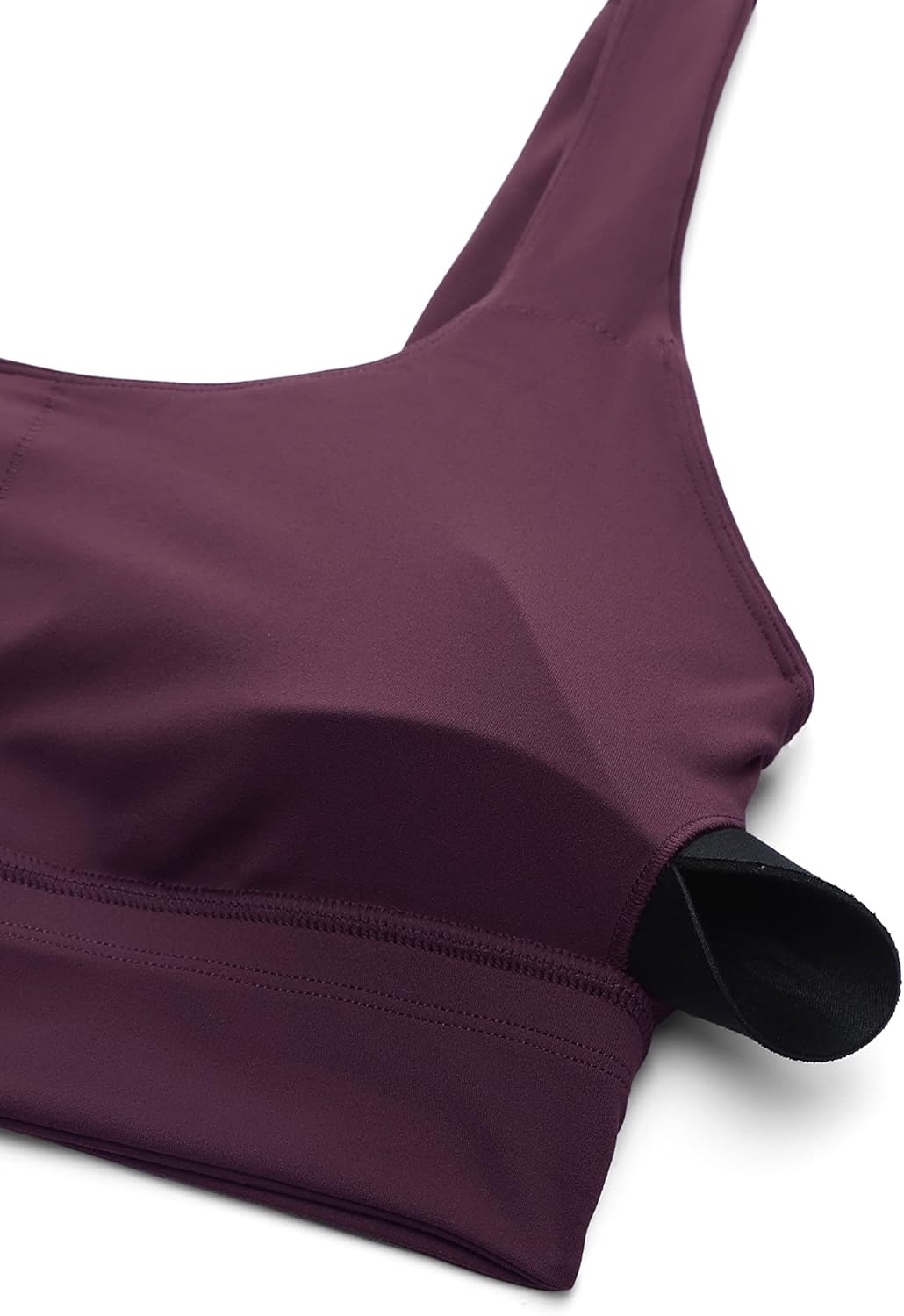image:imageCRZ YOGA Butterluxe U Back Longline Sports Bras for Women Scoop Neck Padded Yoga Workout Crop Top with Built in PadsDeep Purple
