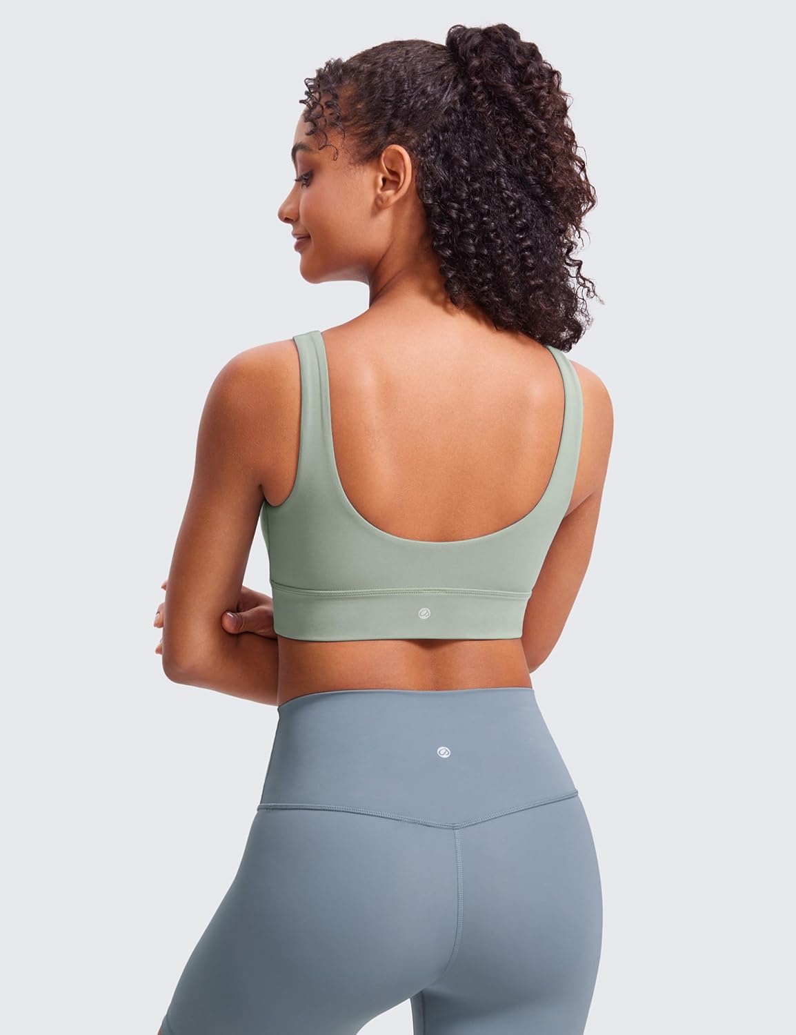 image:imageCRZ YOGA Butterluxe U Back Longline Sports Bras for Women Scoop Neck Padded Yoga Workout Crop Top with Built in PadsGreen Palm Court