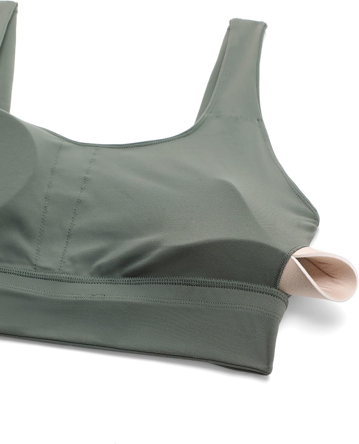image:imageCRZ YOGA Butterluxe U Back Longline Sports Bras for Women Scoop Neck Padded Yoga Workout Crop Top with Built in PadsGrey Sage