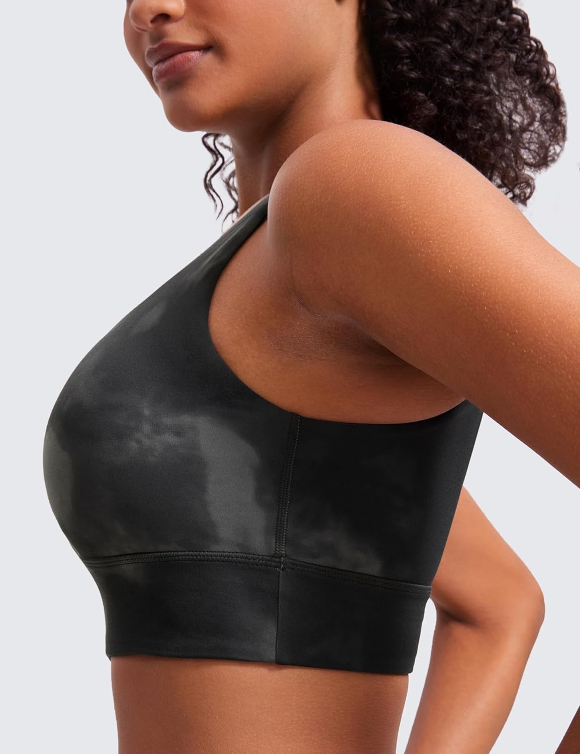 image:imageCRZ YOGA Butterluxe U Back Longline Sports Bras for Women Scoop Neck Padded Yoga Workout Crop Top with Built in PadsGrey Tie Dye Flowers