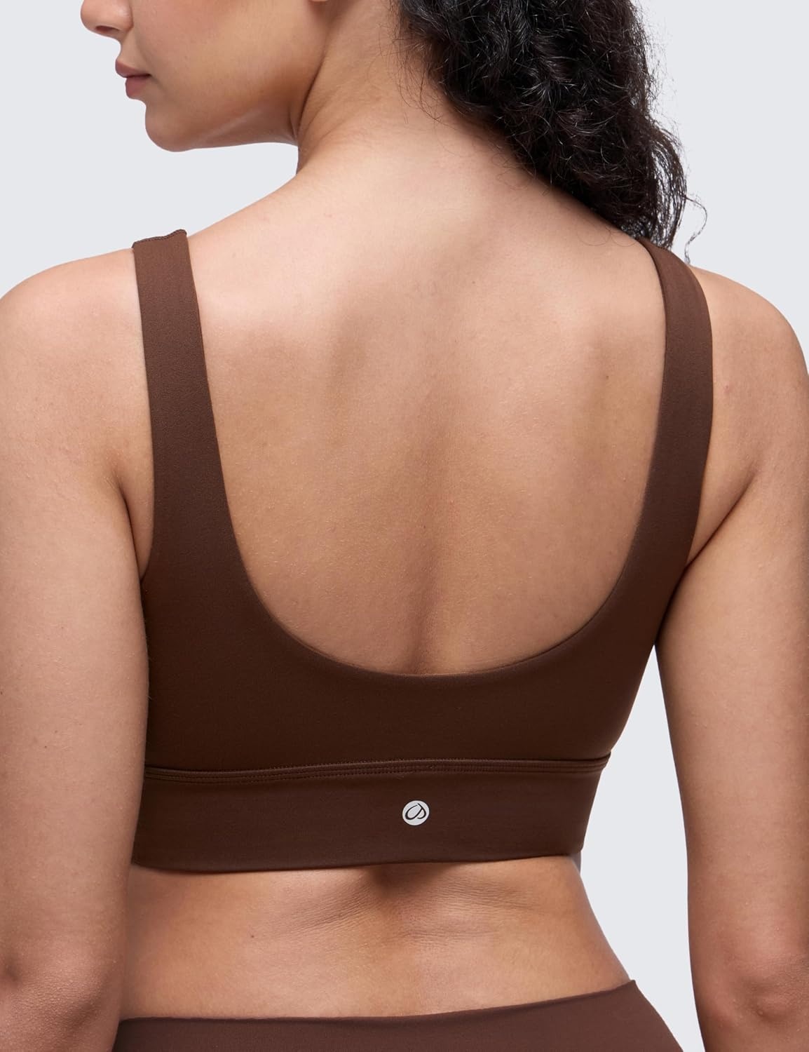 image:imageCRZ YOGA Butterluxe U Back Longline Sports Bras for Women Scoop Neck Padded Yoga Workout Crop Top with Built in PadsLava Brown