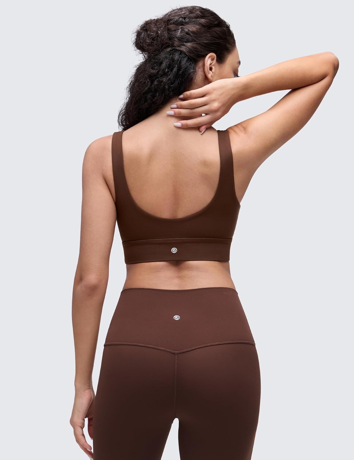 image:imageCRZ YOGA Butterluxe U Back Longline Sports Bras for Women Scoop Neck Padded Yoga Workout Crop Top with Built in PadsLava Brown