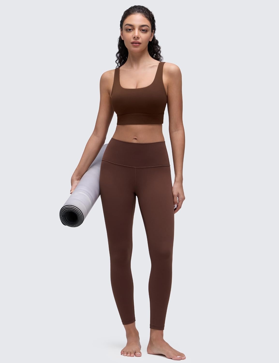 image:imageCRZ YOGA Butterluxe U Back Longline Sports Bras for Women Scoop Neck Padded Yoga Workout Crop Top with Built in PadsLava Brown